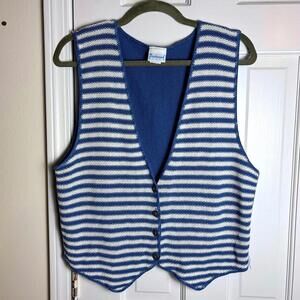 Vintage Knit Striped Button Up Vest M